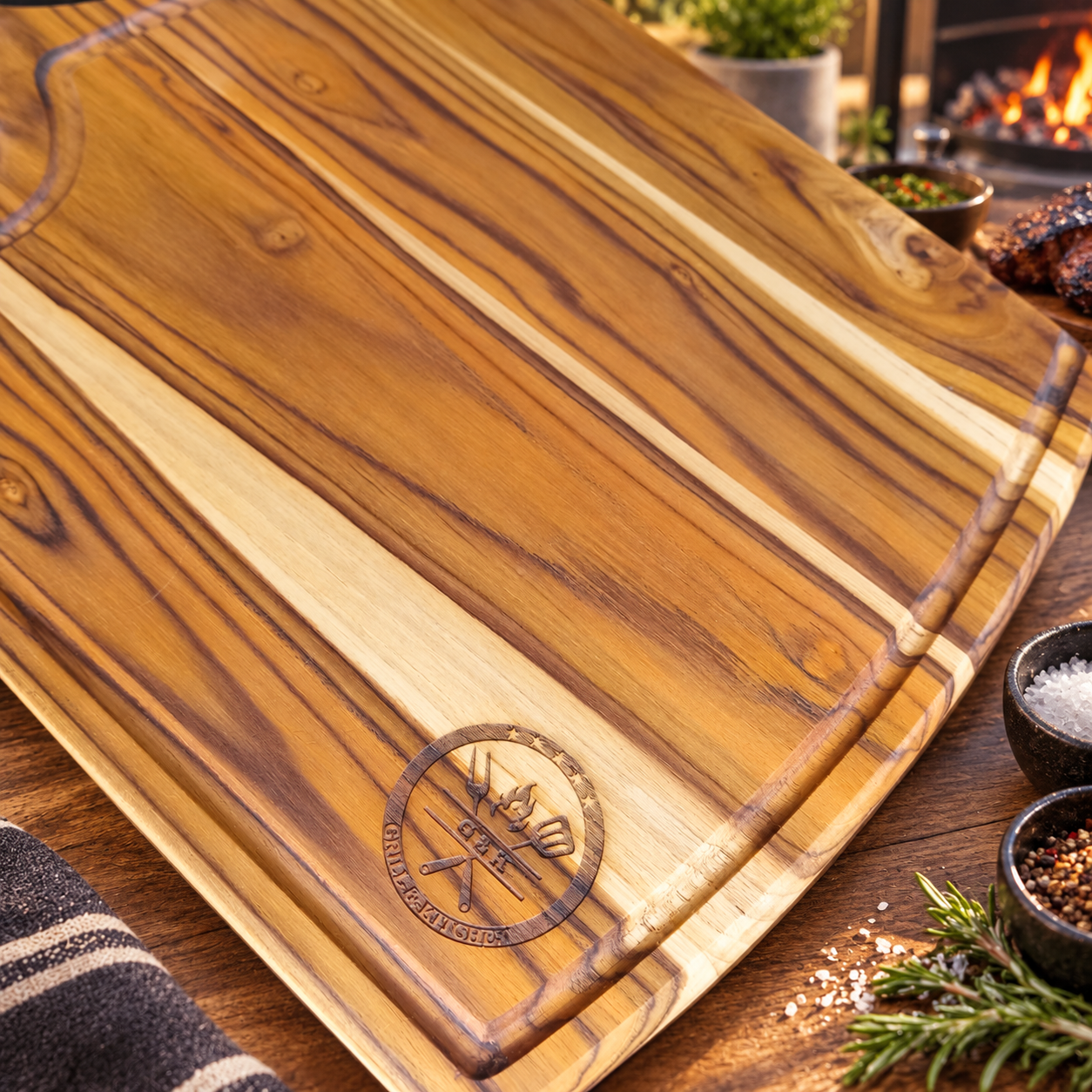Tabla en madera de Teca para presentación de Cortes de Carne - Imagen 6